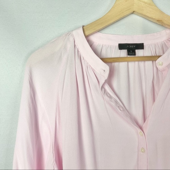 J. Crew Drapey Popover Long Sleeve Baby Light Pink Blouse S - Picture 4 of 5